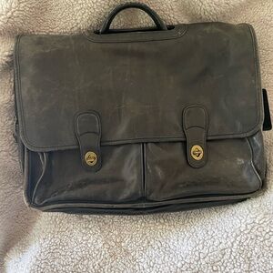 Men's Black Leather Coach Messenger Bag